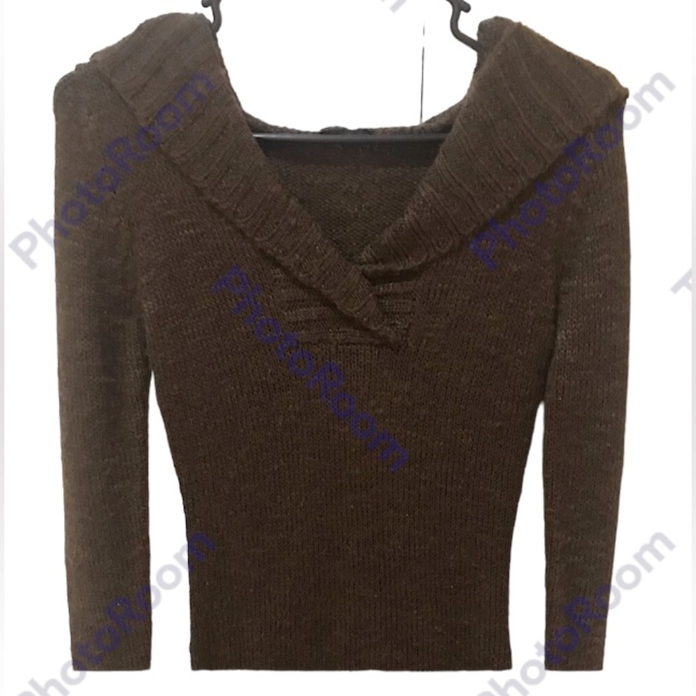 🔥EUC/BEBE BEAUTIFUL-CHOCOLATE BROWN HOODIE SWEATER VEERY WARM& VERY SOT WORN 1X - Picture 3 of 5